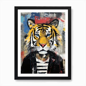 Tiger in a striped shirt Art Print