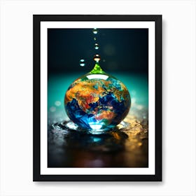 Water Drop On The Earth Affiche