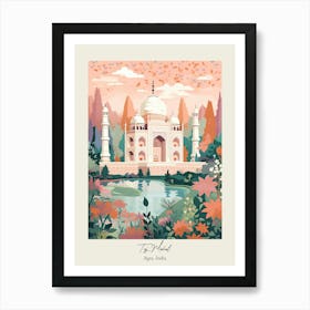 Taj Mahal   Agra, India   Cute Botanical Illustration Travel 3 Poster Art Print