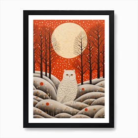 Bird Illustration Snowy Owl 4 Art Print