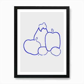 Fruits in blue Art Print