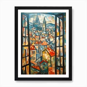 Window View Of Prague Of In The Style Of Cubism 2 Art Print