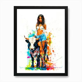 Pet Bull Model 3 - Cowgirl Love Art Print