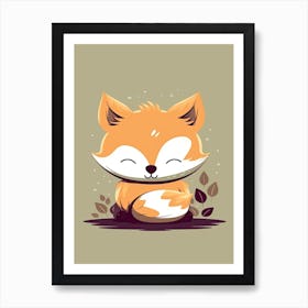 Baby Fox Minimalistic Illustration 1 Art Print