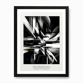 Technology Abstract Black And White 6 Poster Art Print