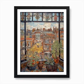 A Window View Of Amsterdam In The Style Of Art Nouveau 4 Art Print