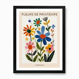 Spring Floral French Poster  Cineraria 3 Art Print