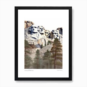 Mount Rushmore 2 Watercolour Travel Poster Art Print