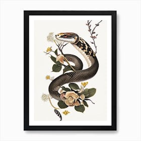 Red Tailed Boa Snake Gold And Black Art Print