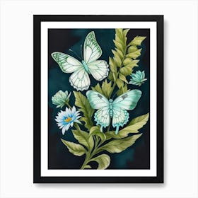 Butterflies And Flowers 1 Art Print