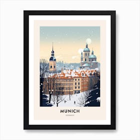 Winter Night  Travel Poster Munich Germany 4 Art Print