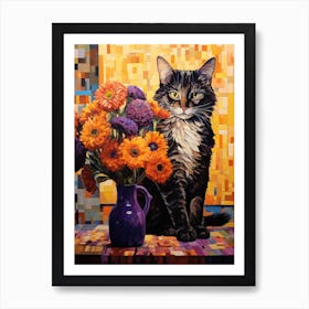 Cat With Flowers 3 Art Print