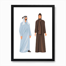 United Arab Emirates Man And Woman In Clothes Art Print