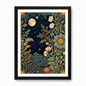 William Morris Moon And Flowers 4 Art Print