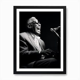 Black And White Photograph Of Ray Charles 2 Art Print