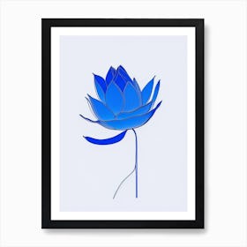 Blue Lotus Minimal Line Drawing 6 Art Print