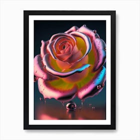 Water Drop Rose Art Print