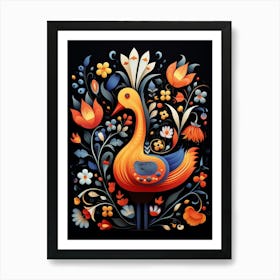 Folk Bird Illustration Duck 2 Art Print