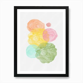 Vibrant Abstract Ink Roses – Fluid Modern Art in Pastel Colors Art Print