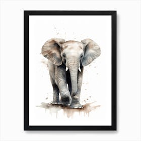 Baby Elephant Watercolour Nursery 4 Art Print