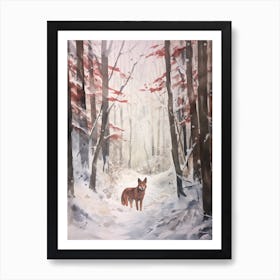 Winter Watercolour Red Wolf 2 Art Print