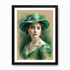 Lady In Green Dress Art Print