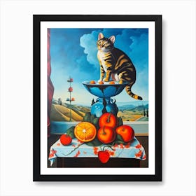 Tulips With A Cat 1 Dali Surrealism Style Art Print