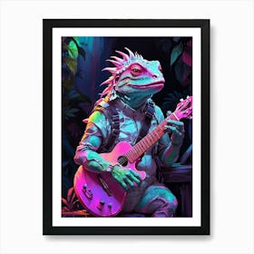 Lizard Playing Guitar 2 Art Print