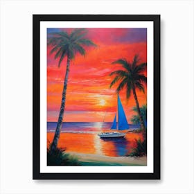 Sailboat At Sunset 1 Art Print