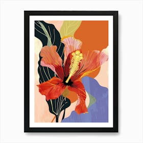 Colourful Flower Illustration Hibiscus 2 Art Print