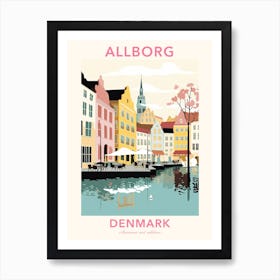 Allborg, Denmark, Flat Pastels Tones Illustration 2 Poster Art Print