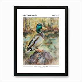 Mallard Duck Pastel Watercolour 2 Poster Art Print