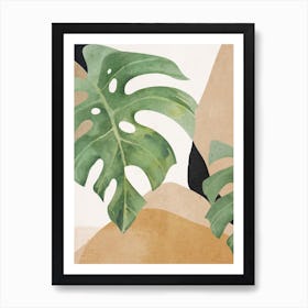 Abstract Art Tropical Monstera Leaves Art Print