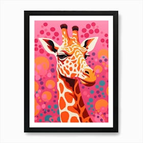 Pink Giraffe Pattern Portrait 2 Art Print