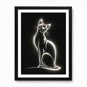 Cat On A Black Background Art Print