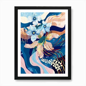 Colourful Flower Illustration Forget Me Not 8 Art Print