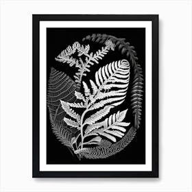 Button Fern Linocut Art Print