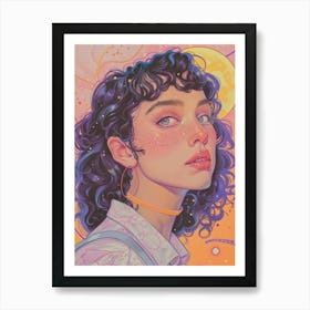 Girl With Curly Hair 2 Art Print