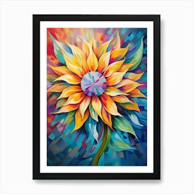 Sunflower, Abstract Vibrant Colorful Painting in Van Gogh Style Art Print
