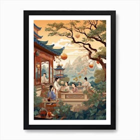 Chinese Tea Culture Vintage Illustration 2 Art Print