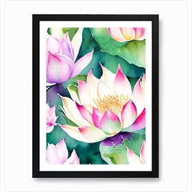 Lotus Flower Pattern Watercolour 3 Art Print