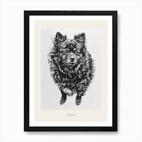 Cute Furry Dog Line Sketch Poster Art Print