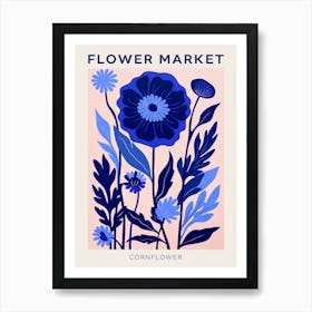 Blue Flower Market Poster Cornflower Market Poster 3 Art Print