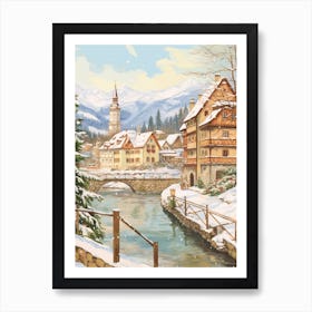 Vintage Winter Illustration Bavaria Germany 1 Art Print