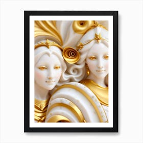 Fantasy Two Women In Gold Art Print