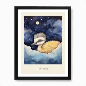 Baby Ostrich 3 Sleeping In The Clouds Nursery Poster Art Print