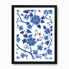 Blue And White Floral Pattern 12 Art Print