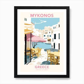 Mykonos, Greece, Flat Pastels Tones Illustration 4 Poster Art Print