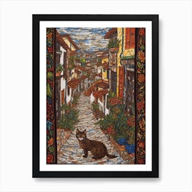 Painting Of Rio De Janeiro With A Cat In The Style Of William Morris 4 Art Print