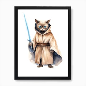 Burmese Cat As A Jedi 1 Art Print